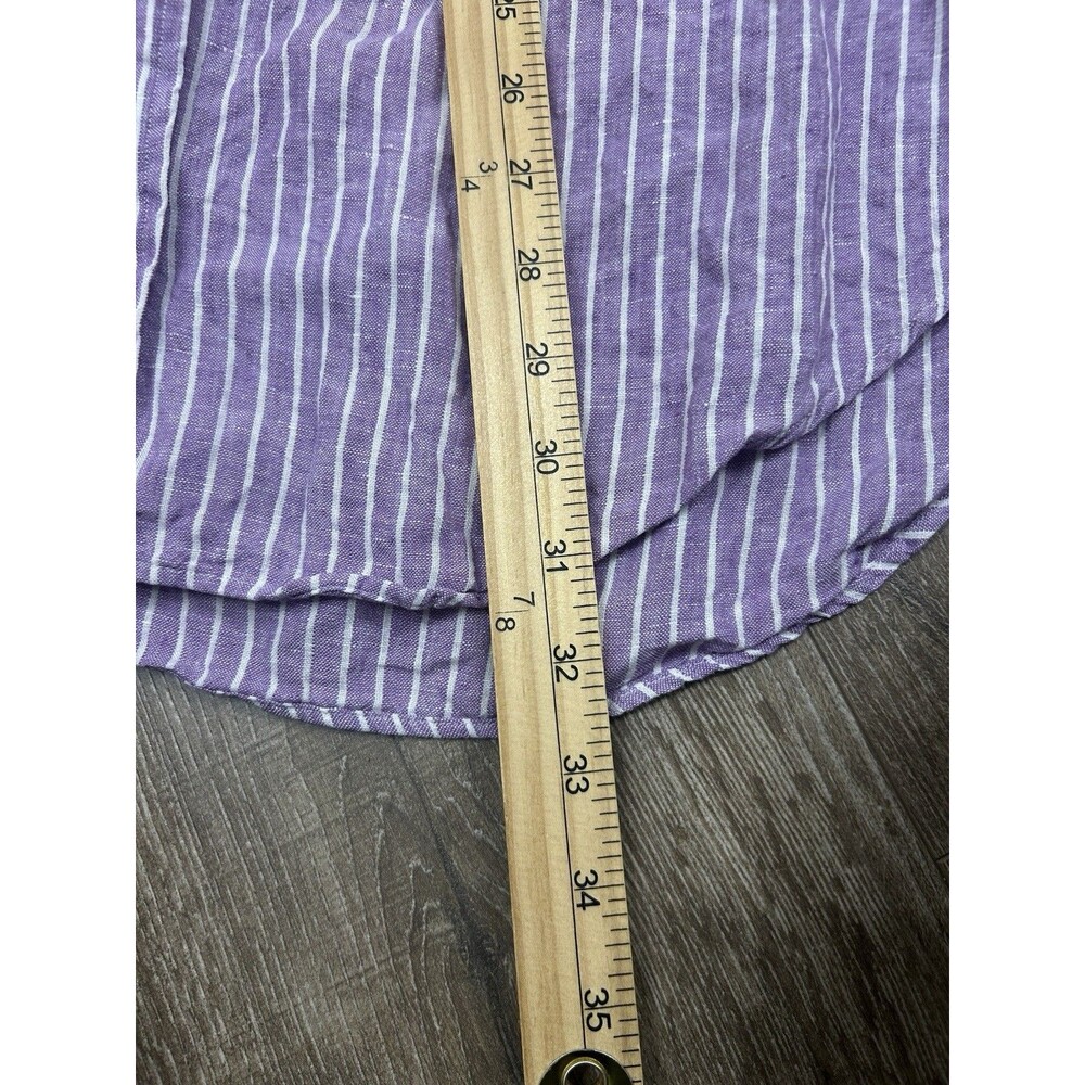 Ralph Lauren Shirt Mens 2XL Linen Purple White Pinstripe Short Sleeve Summer - Picture 7 of 7